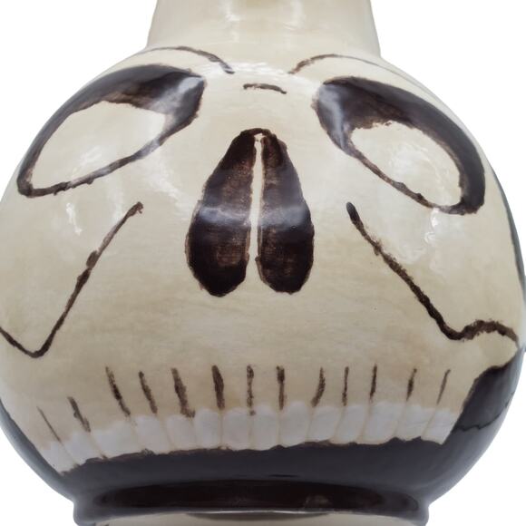 Skull Face Ceramic Pitcher Ball Jug Skeleton MCM Gothic Pottery Odd Abstract Vtg - Picture 11 of 11